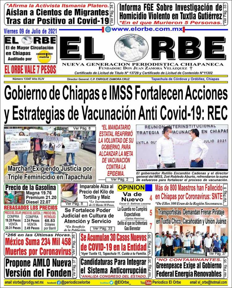 Portada de El Orbe (México)