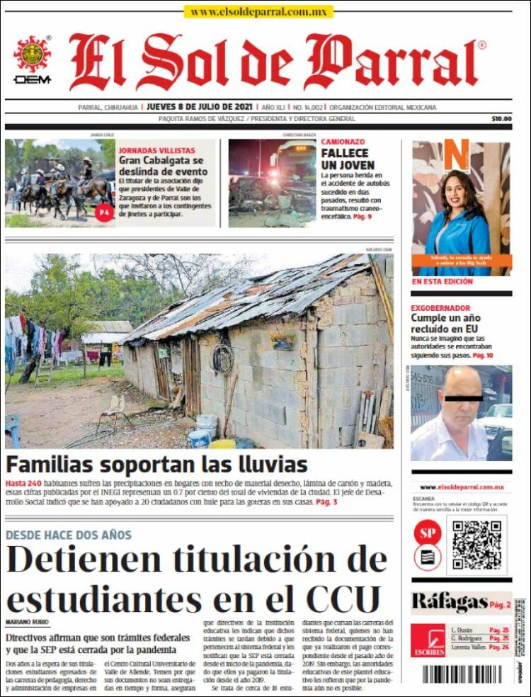 Portada de El Sol de Parral (México)