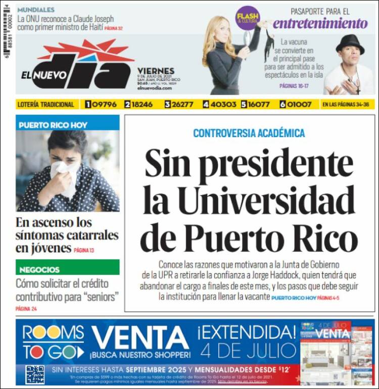 Portada de El Nuevo Día (Puerto Rico)