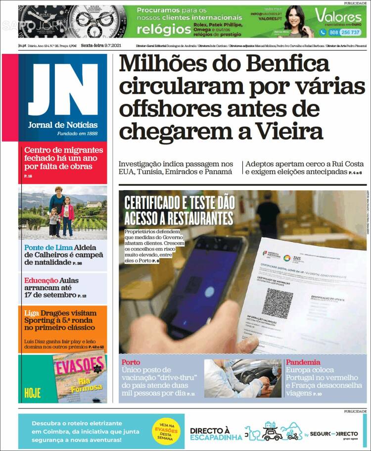 Portada de Jornal de Notícias (Portugal)