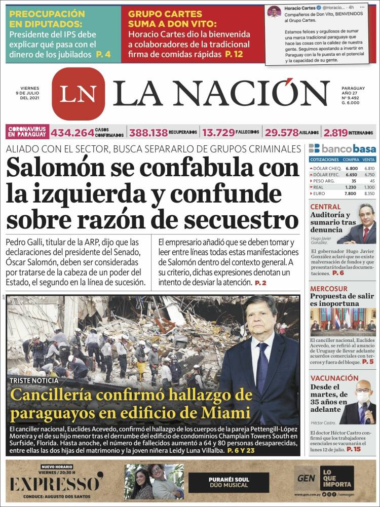 Portada de La Nación (Paraguay)