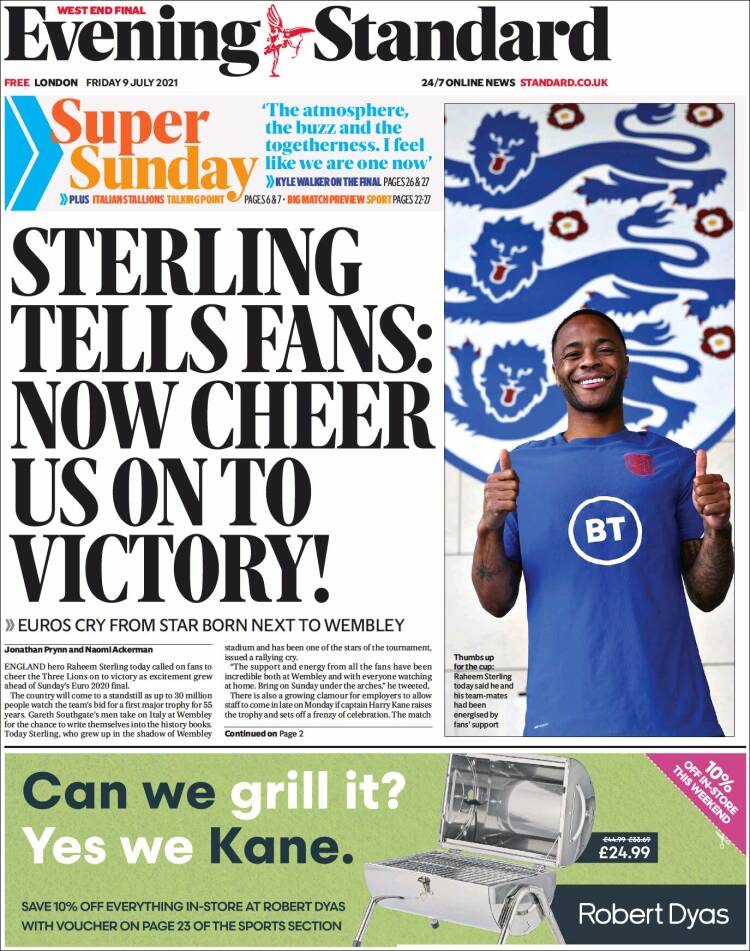 Portada de Evening Standard (Reino Unido)