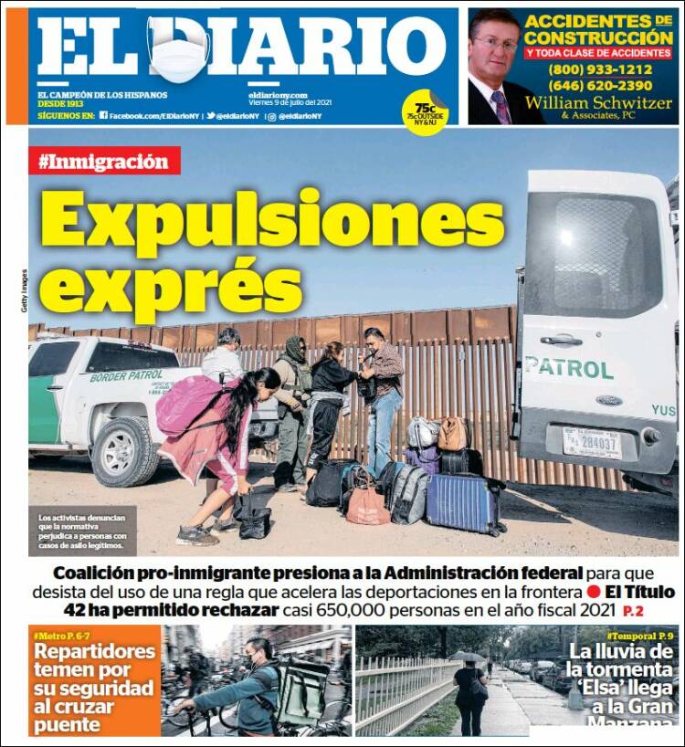 Portada de El Diario NY (USA)