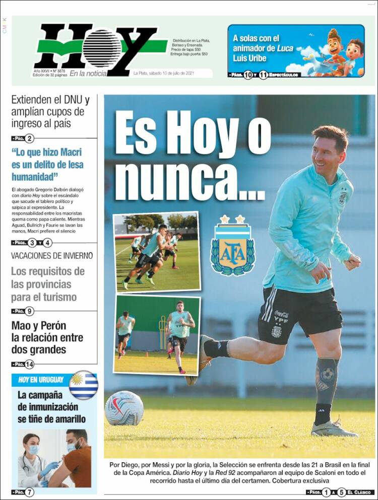 Portada de Diario Hoy (Argentina)