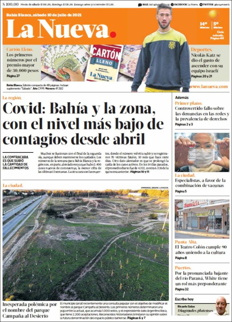 Portada de La Nueva Provincia (Argentina)