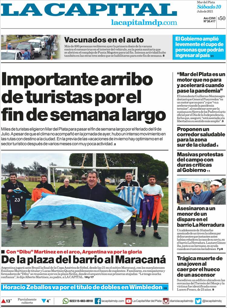 Portada de Diario La Capital - Mar del Plata (Argentina)