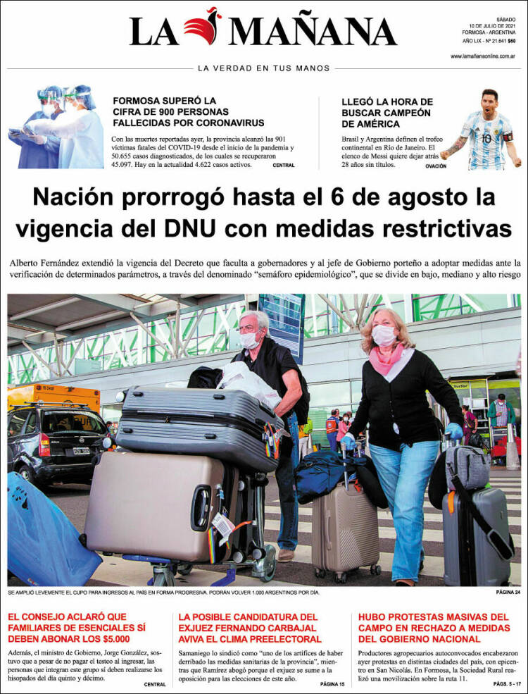 Portada de Diario La Mañana (Argentina)