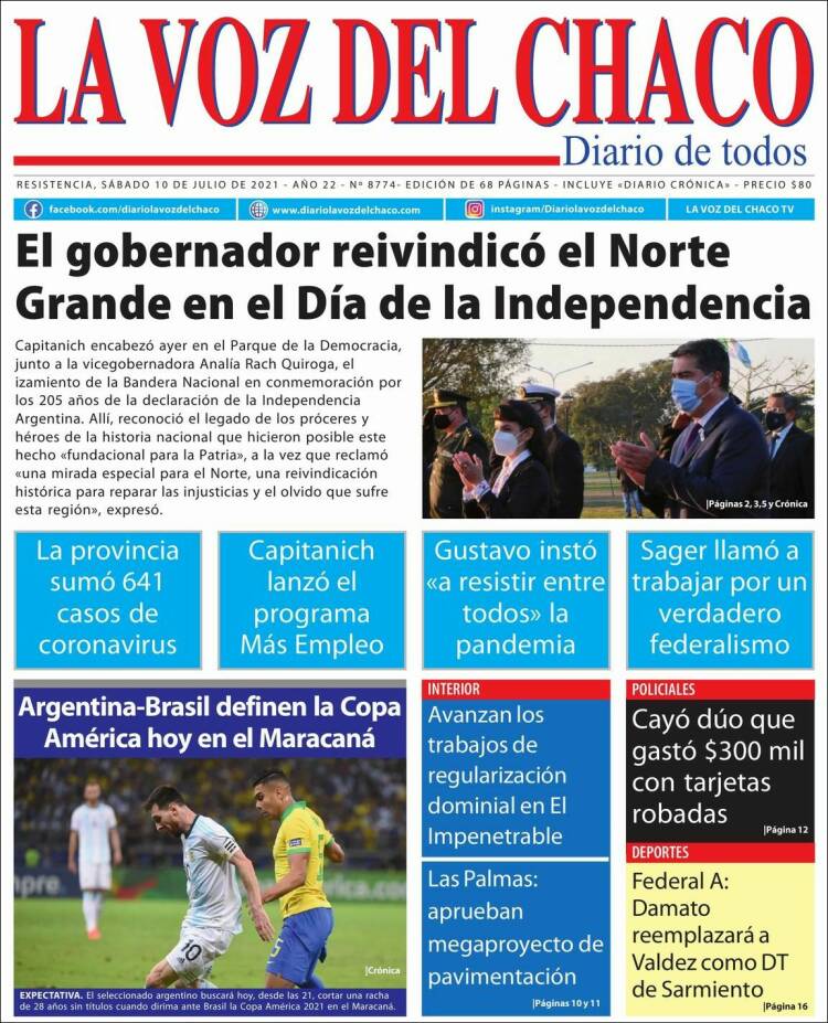 Portada de La Voz del Chaco (Argentina)