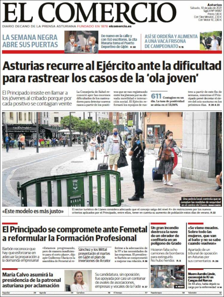 Portada de El Comercio (España)