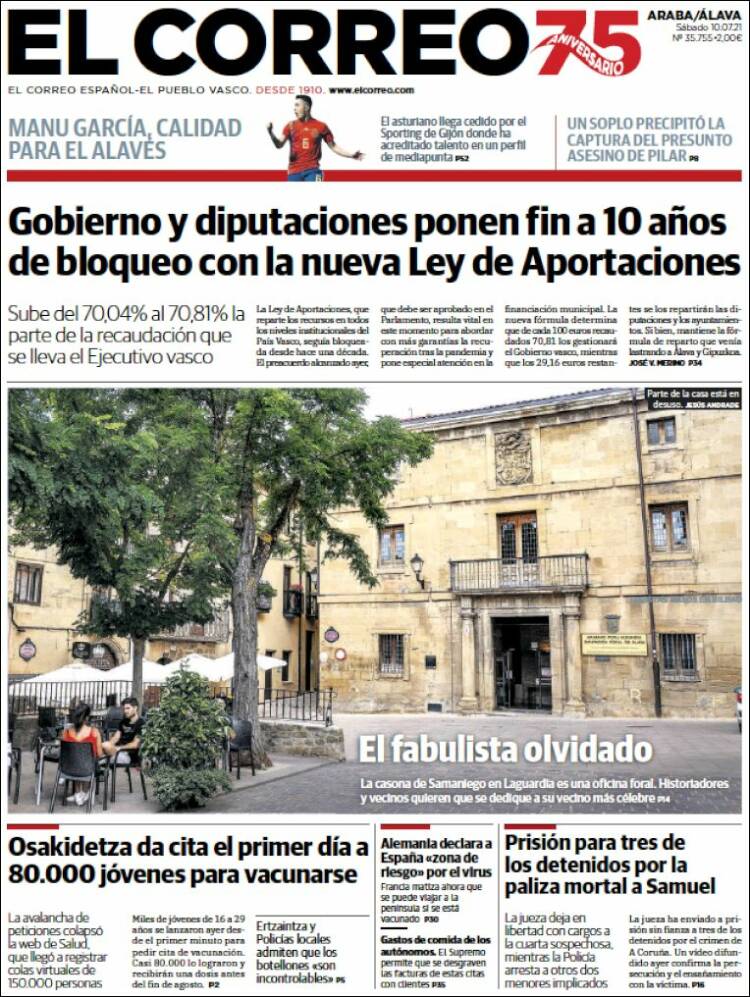 Portada de El Correo - Álava (España)