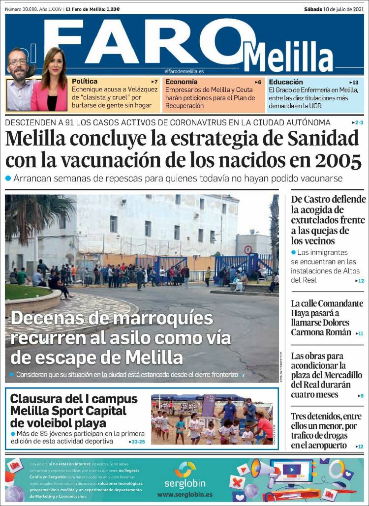 Portada de El Faro de Melilla (España)