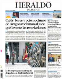 Portada de Heraldo de Aragón (España)