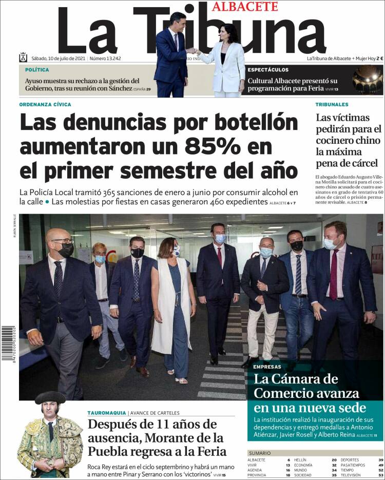 Portada de La Tribuna de Albacete (España)