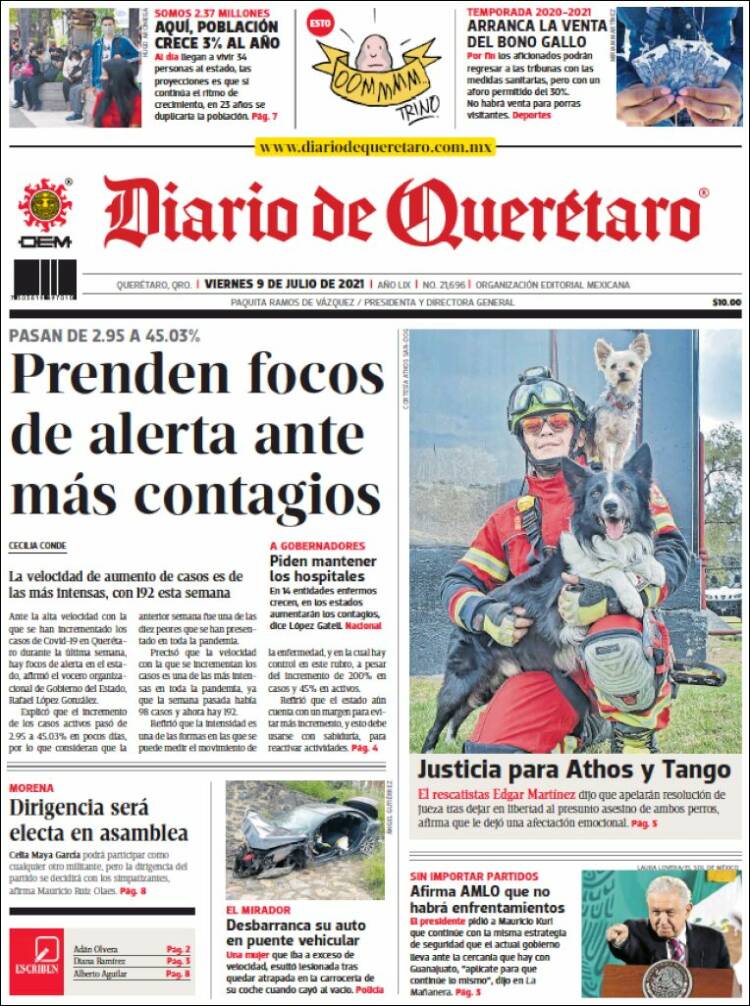 Portada de Diario de Querétaro (México)