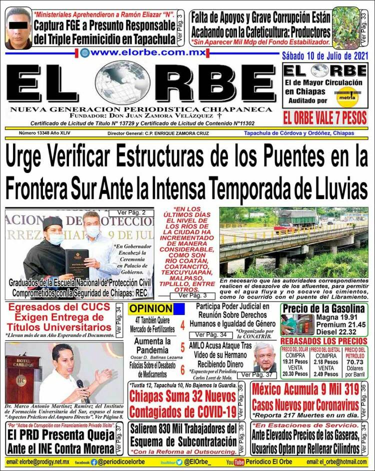 Portada de El Orbe (México)