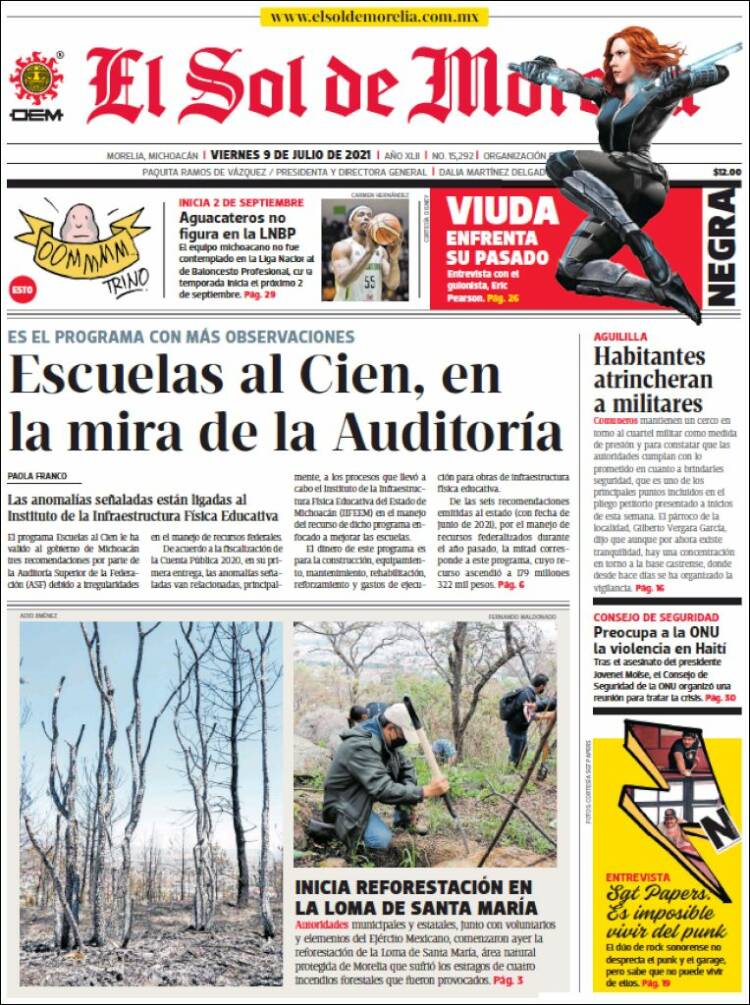 Portada de El Sol de Morelia (México)