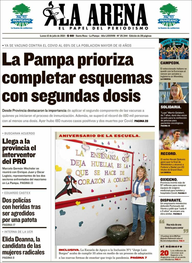 Portada de Diario La Arena (Argentina)