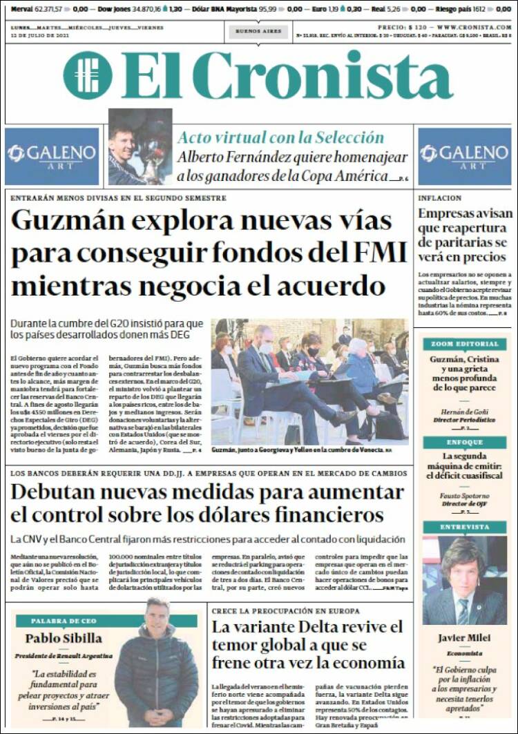 Portada de El Cronista Comercial (Argentina)