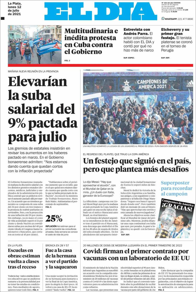 Portada de El Día de la Plata (Argentina)