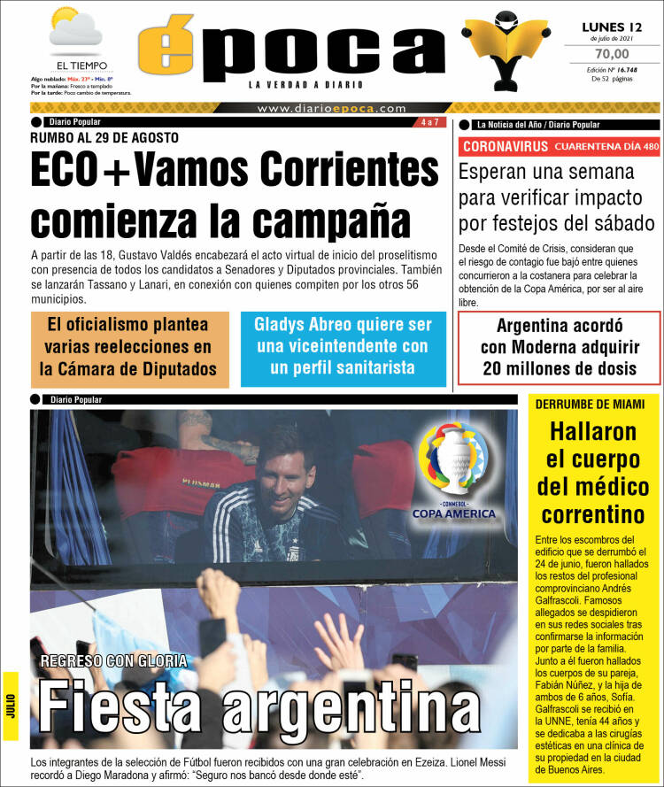 Portada de Diario Época (Argentina)