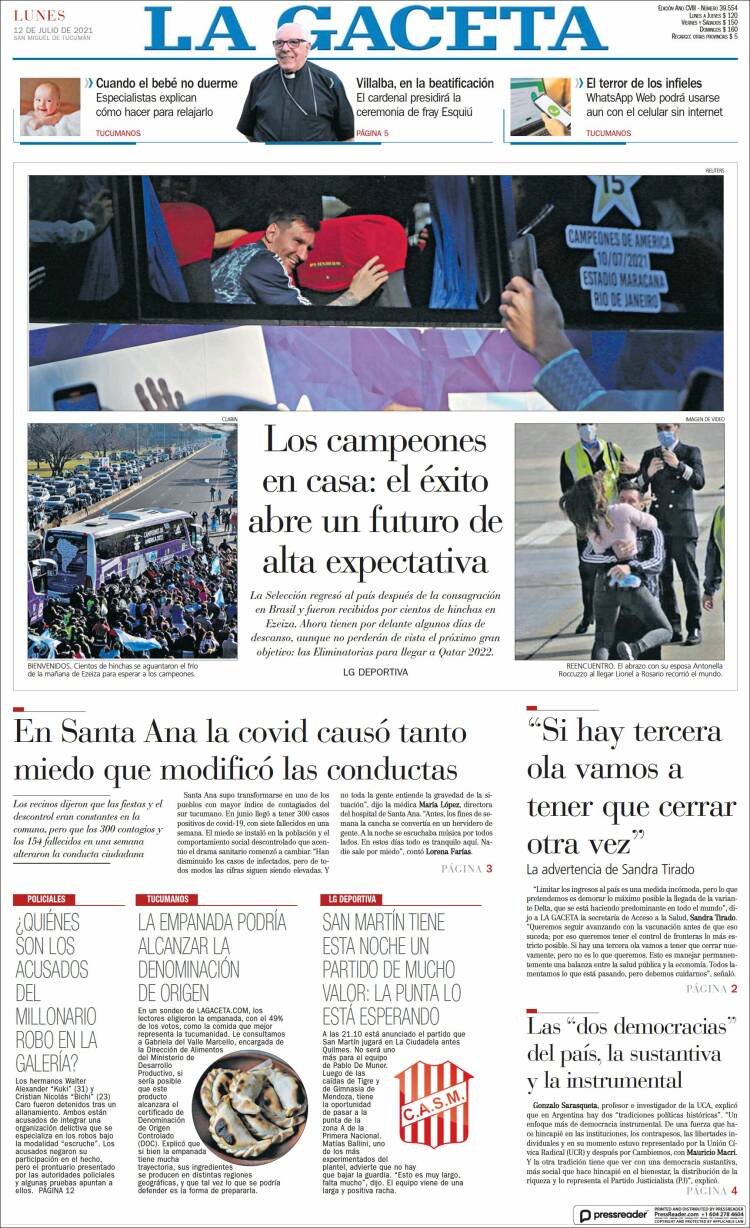 Portada de La Gaceta (Argentina)