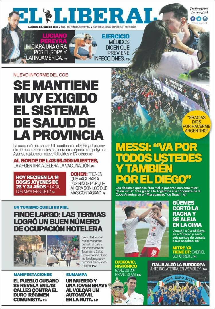 Portada de Diario El Liberal (Argentina)