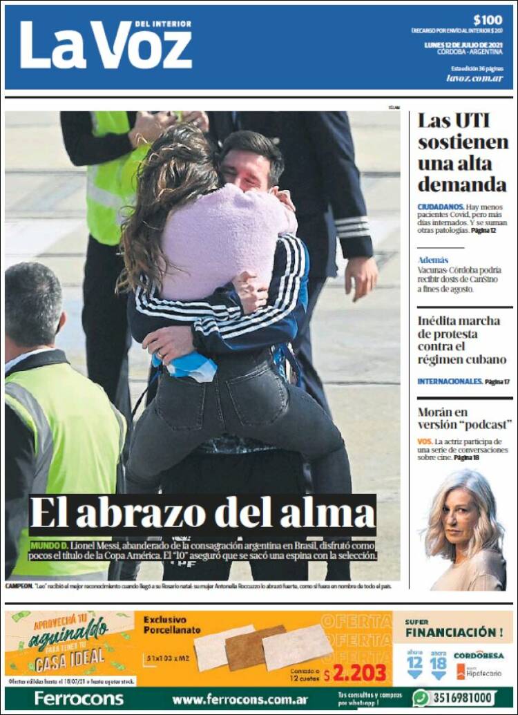 Portada de La Voz del Interior (Argentina)