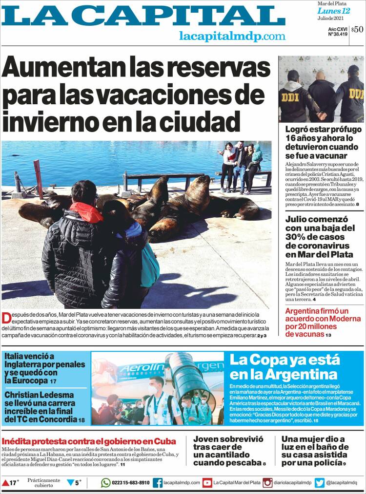 Portada de Diario La Capital - Mar del Plata (Argentina)