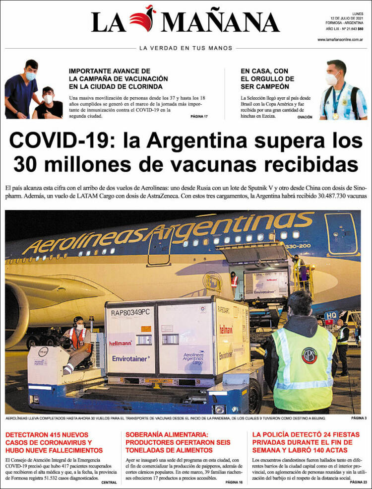 Portada de Diario La Mañana (Argentina)