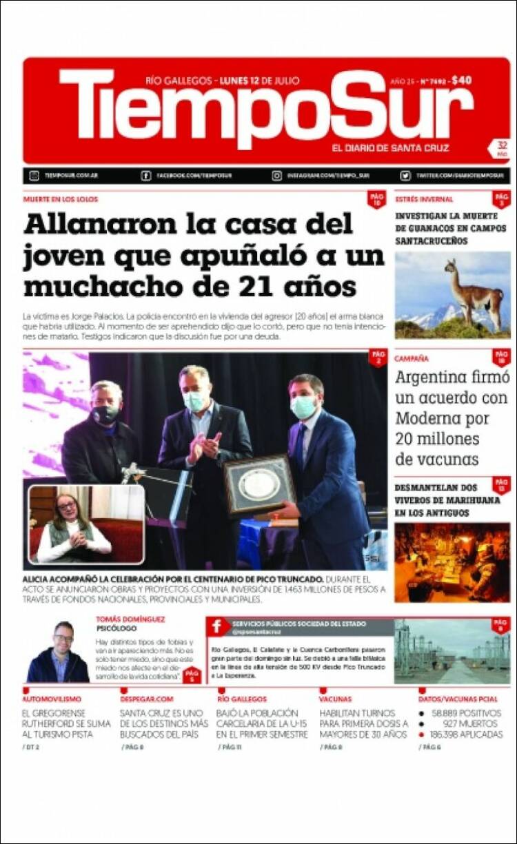 Portada de Tiempo Sur (Argentina)