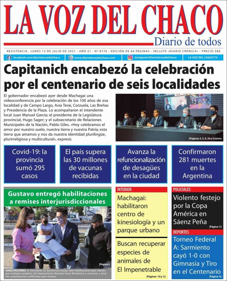 Portada de La Voz del Chaco (Argentina)