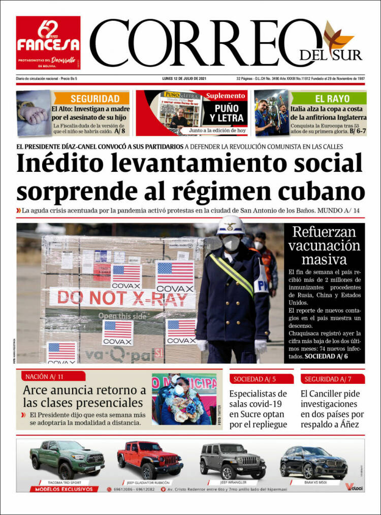 Portada de Correo Sur (Bolivia)
