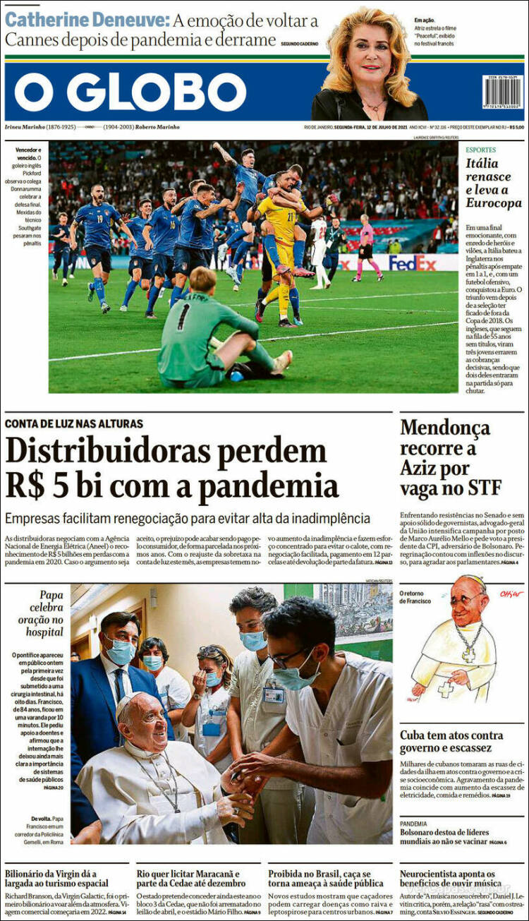Portada de O Globo (Brasil)