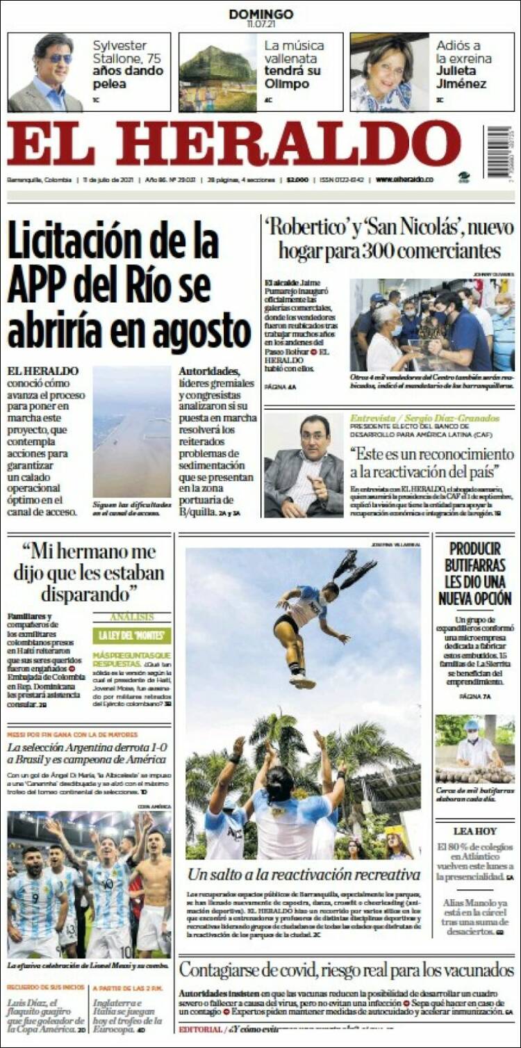 Portada de El Heraldo (Colombia)