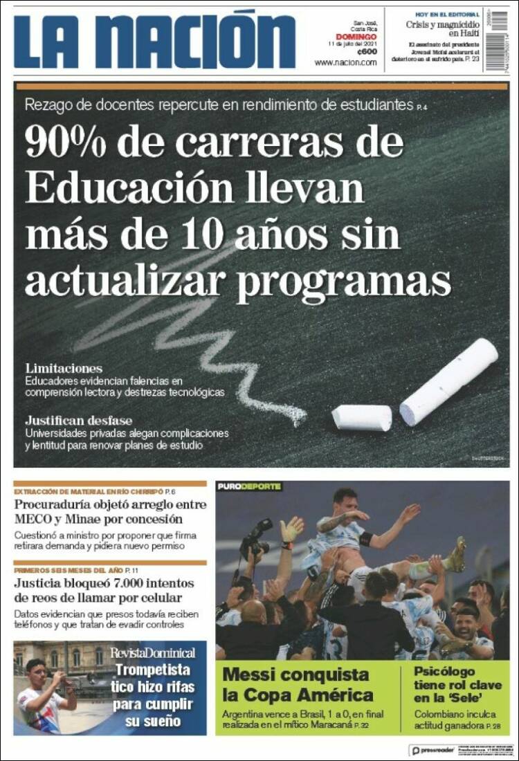Portada de La Nación - Costa Rica (Costa Rica)
