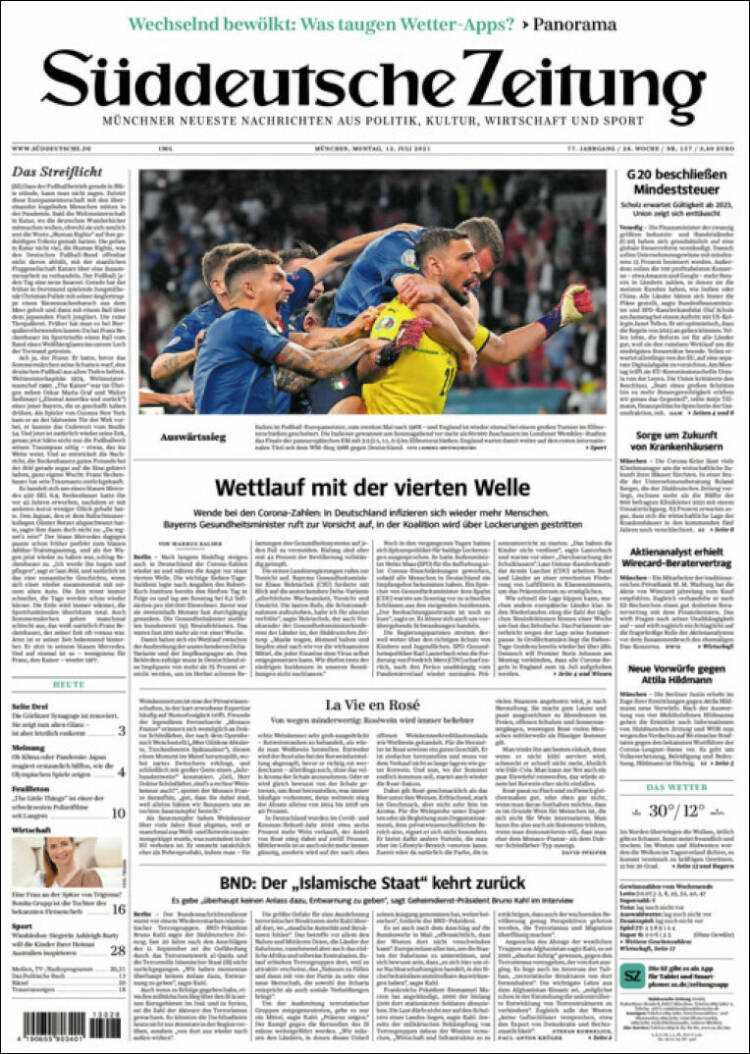 Portada de Sueddeutsche (Alemania)