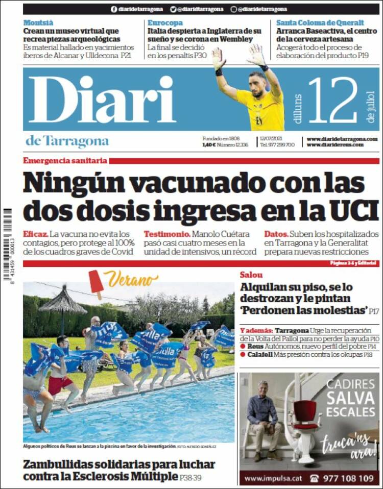 Portada de Diari de Tarragona (España)