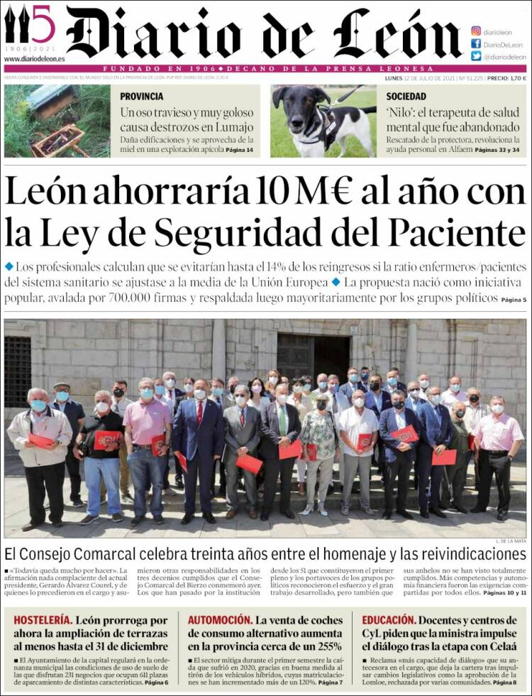 Portada de Diario de León (España)