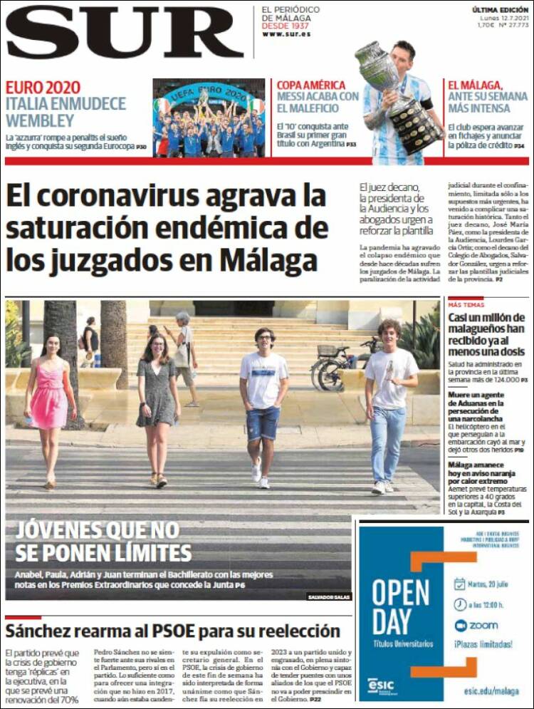 Portada de Diario el Sur (España)