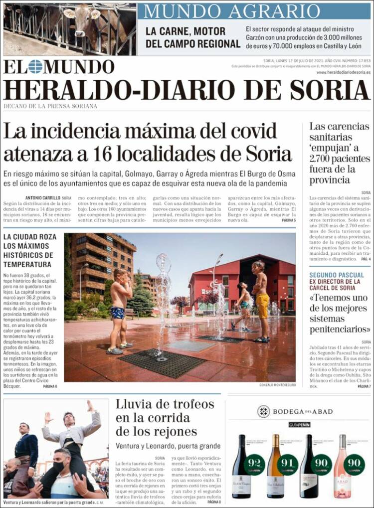 Portada de Heraldo de Soria (España)