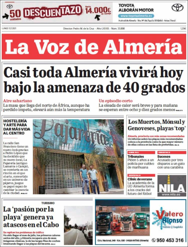 Portada de La Voz de Almería (España)