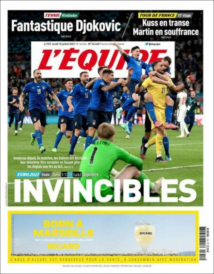 Portada de L'Equipe (Francia)