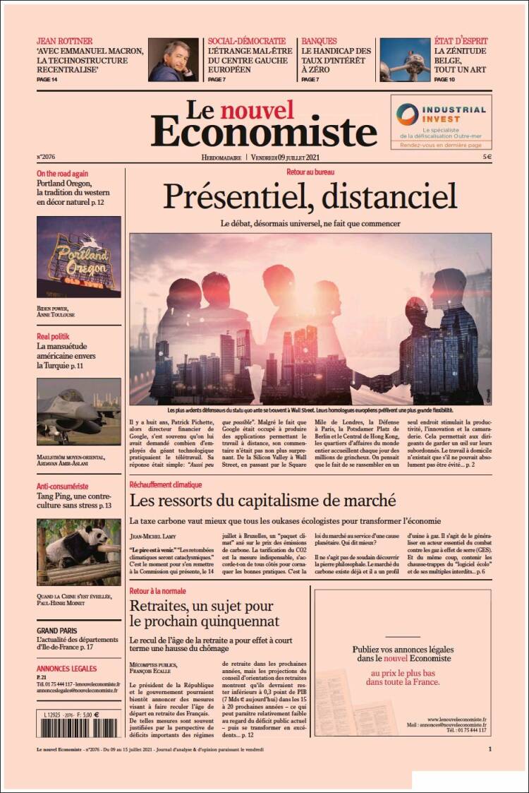 Portada de Le nouvel Economiste (Francia)