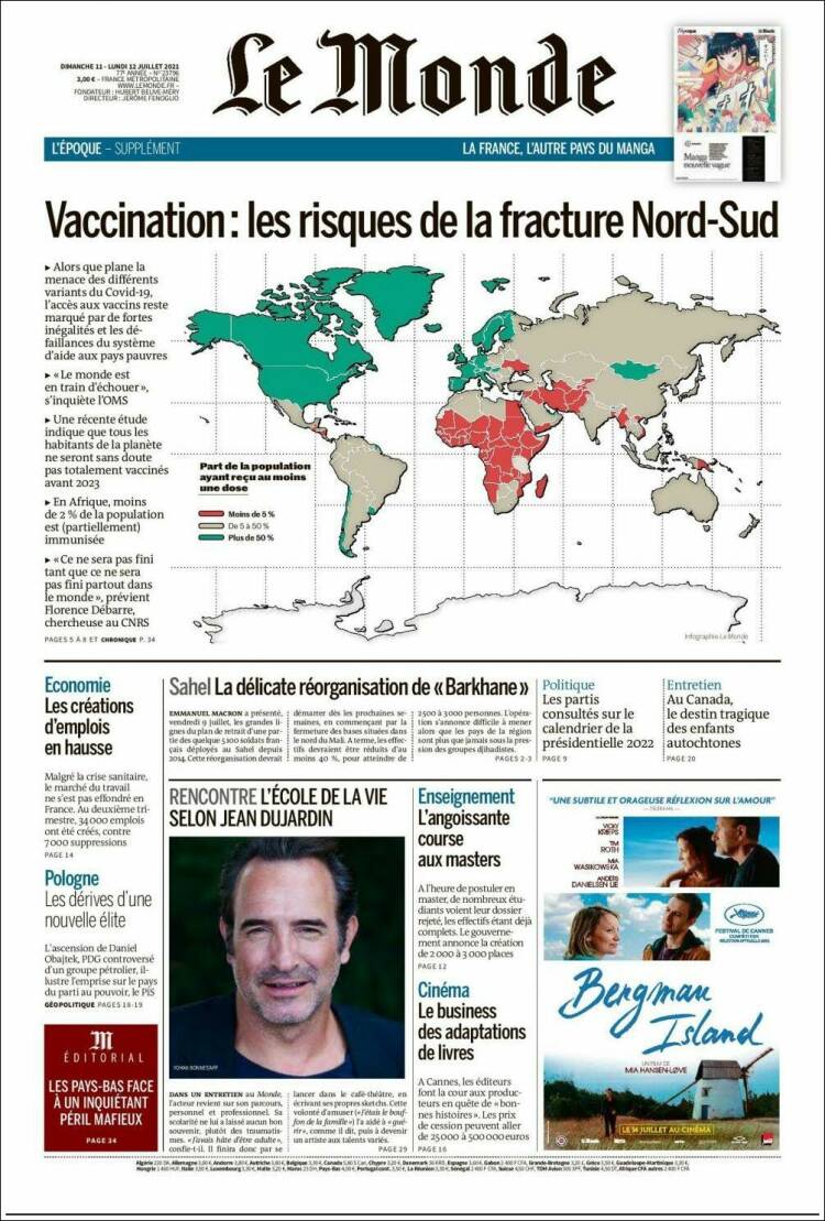 Portada de Le Monde (Francia)