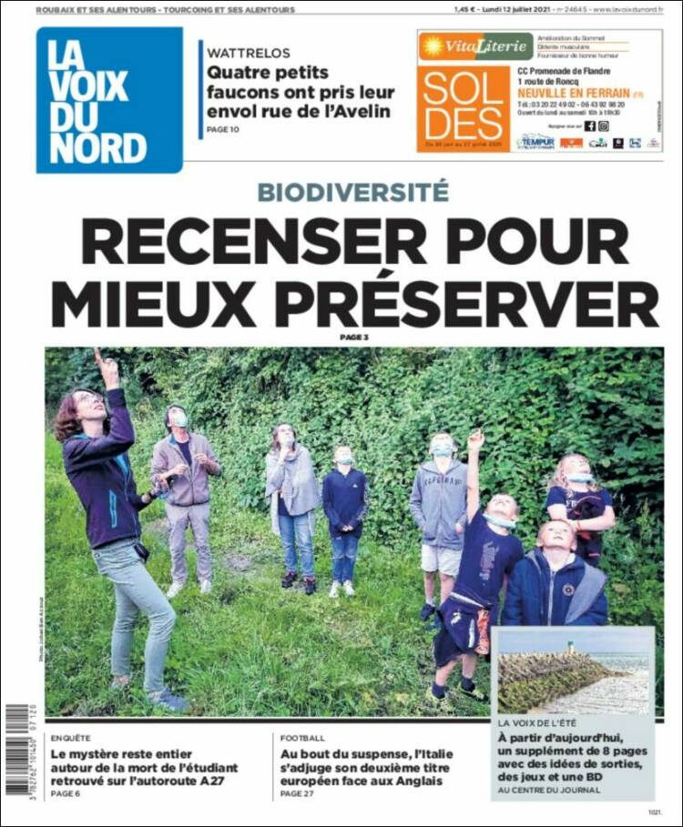 Portada de La Voix du Nord (Francia)