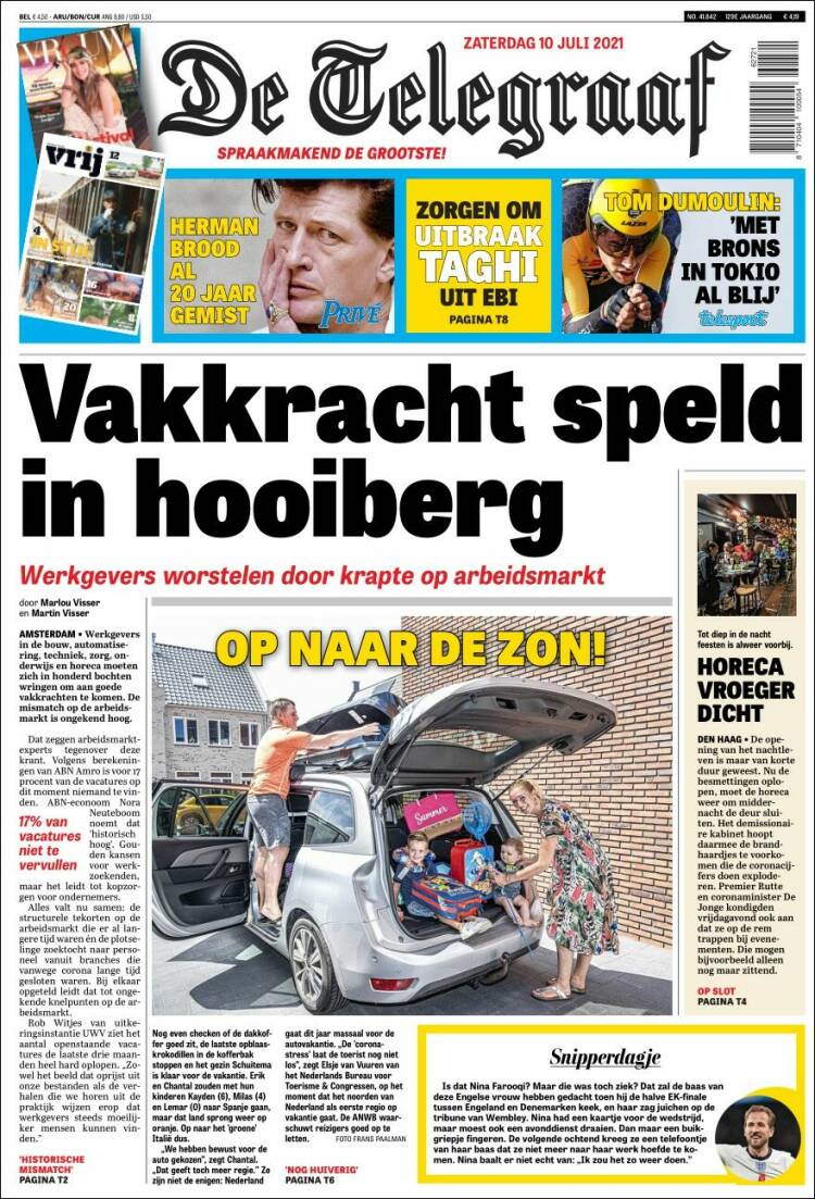 Portada de De Telegraaf (Pa&iacute;ses Bajos)