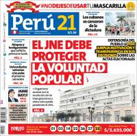 Portada de Perú 21 (Perú)