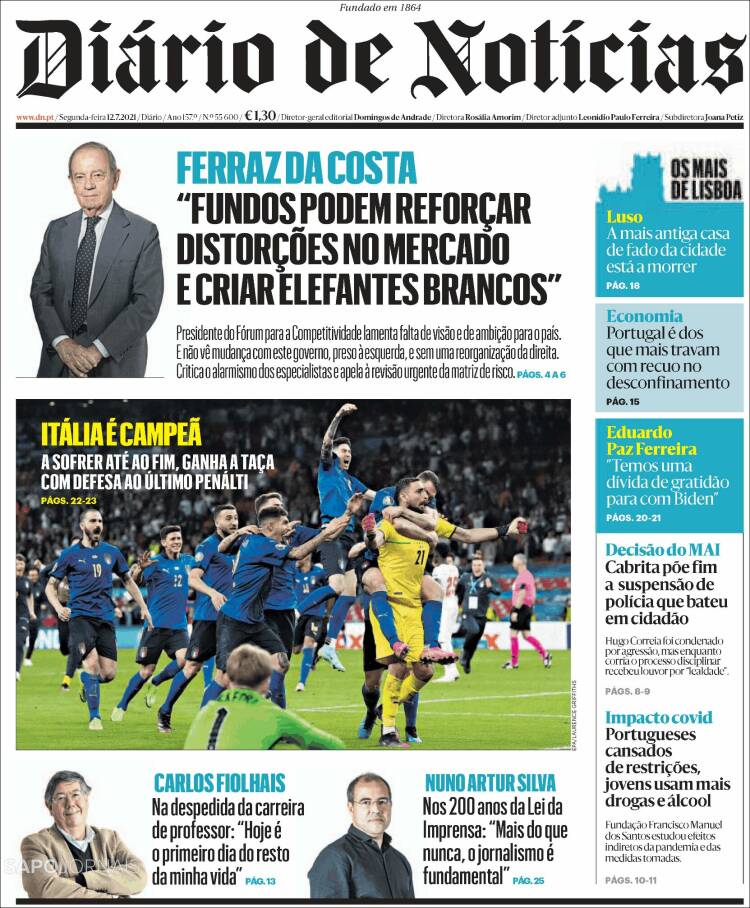 Portada de Diário de Noticias (Portugal)