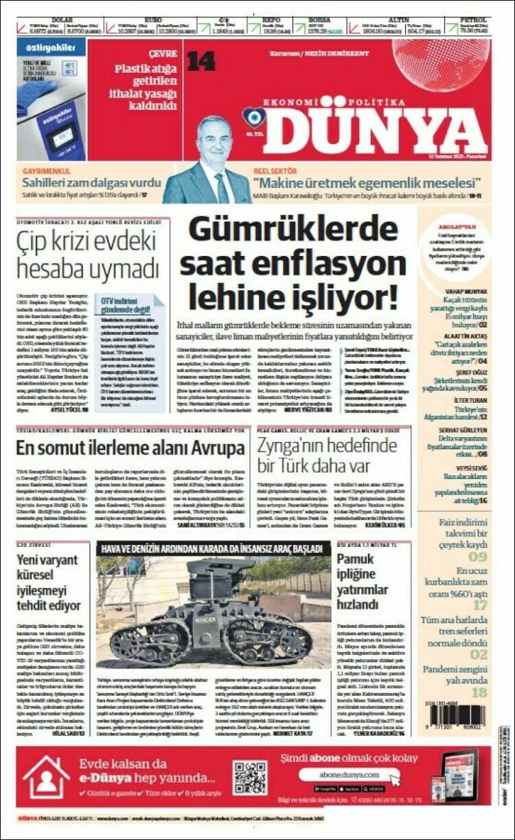 Portada de Dünya (Turqu&iacute;a)