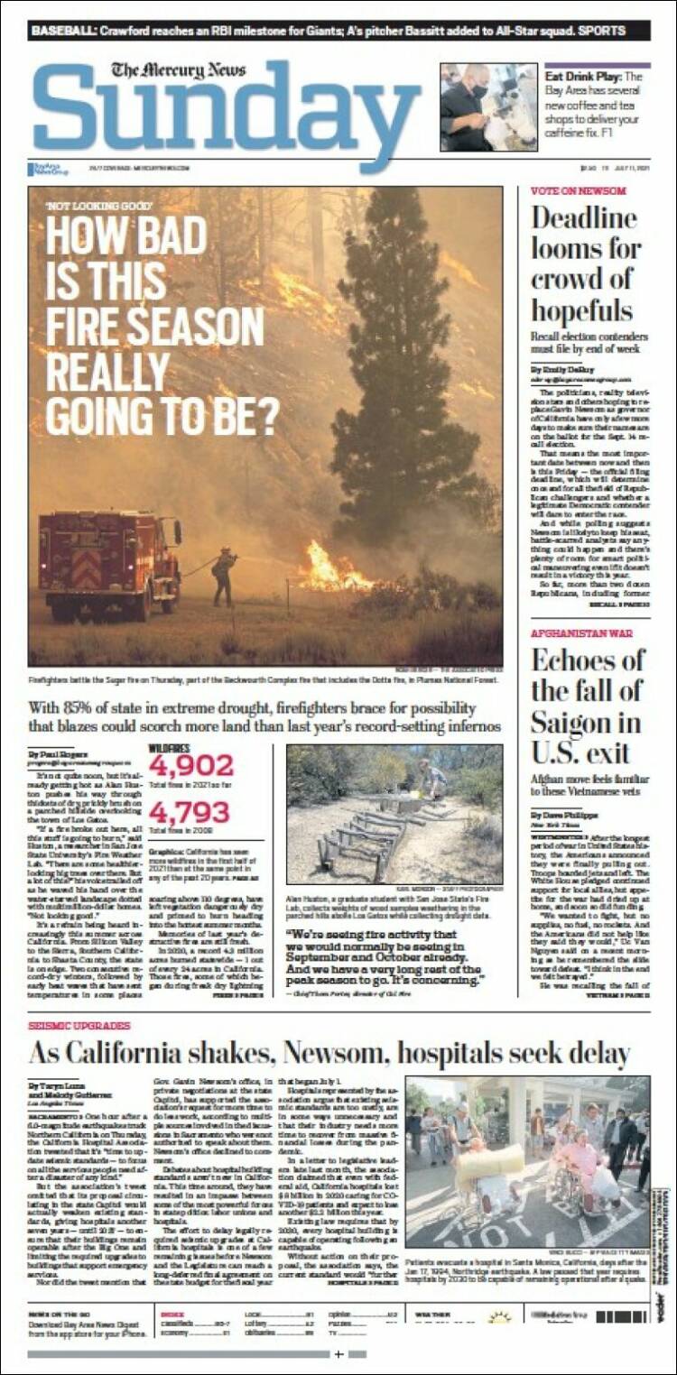 Portada de San Jose Mercury News (USA)